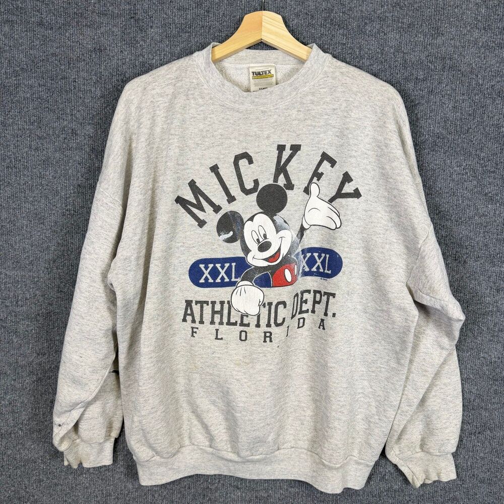 Vintage 90s Disney Mickey Mouse Sweatshirt Men's XL Gray Florida Graphic USA
